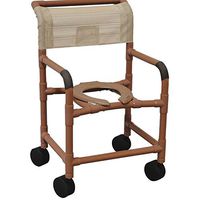 MJM International WT122-5TW Wood Tone Wide Shower Chair with 5" Casters, Royal Blue/Forest Green/Mauve/Tan