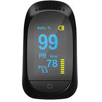 Fingertip Pulse Oximeter, Blood Oxygen Saturation Monitor for Pulse Rate and Blood Oxygen with Lanyard, Black