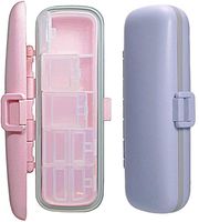Pill Case - 2 Pack Portable Travel Medicine and Vitamins Organizer. Small Size BPA Free Daily Medication Carry Box (Purple/Pink)