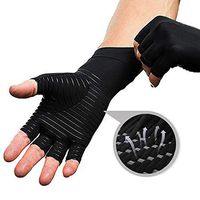 FITTOO Copper Arthritis Compression Gloves, Copper Infused Fingerless Gloves for Pain Relief, Rheumatoid, Arthritis, Ease Muscle Tension, Computer Typing, Sports (Black,Small)