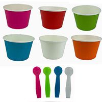 Worlds Paper Ice Cream Cups With Plastic Spoons Solid Paper Yogurt Cups 8OZ Mix 50 Set