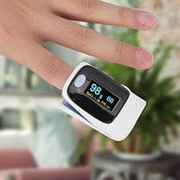 Rosvola 0.96in Finger Blood Oxygen Meter, Double Color OLED Display Finger Pulse Blood Oxygen Meter 𝐎𝒙𝐢𝐦𝐞𝐭𝐫𝒚 Testing and Heart Rate Monitor(Gray)