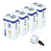 MELASTA 9V Lithium Battery - 4 Pack 9V Battery Rechargeable USB