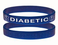 Custom Diabetic ID Bracelet Wristbands - 2 Pack - Blue - 8 Inches - Standard