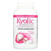 Kyolic Aged Garlic Extract Detox and Anti-Aging Formula 105 - 200 Capsules