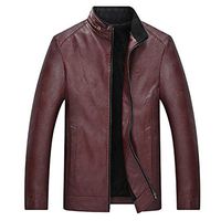 Men's Long Sleeve Leather Jacket,Clearance!! Males Zipper Pockets Thickened Thermal Short Fleece Plus Size Coat Tops Outwear