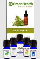 Greenhealth- Synergy Trial Set- 5 ml (1/6 fl oz) Blue- Germ Ninja, C’est La Vie, Pain & Strain, Headache Magic, Citrus Splash- 100% Pure Essential Oil Blends- Set of 5