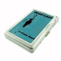 Metal Cigarette Case with Built in Lighter Boss Lady Vixen D11 100's Size Cigarettes Silver Metal Wallet 4.75" X 2.75" RFID Protection