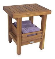 AquaTeak The Original 18" Spa Teak Shower Bench with Shelf & Moa Small Tray