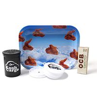 OCB Metal Rolling Tray Chicken Wings with KC Grinder and OCB Rolling Papers