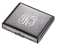 Personalized Visol Gilmore Gunmetal Cigarette Case for Regular Cigarettes with Free Laser Engraving ([A] Vine Monogram)