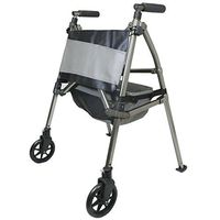 Signature Life Elite Travel Walker, Lightweight Folding 2 Wheel Rolling Walker for Seniors with Swivel Wheels