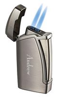 Personalized Visol Everest Gunmetal Dual Torch Flame Cigar Lighter with Free Laser Engraving ([C] Text)