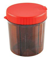 HOME-X 6-Section Pill/Vitamin Dispenser, Medicine Organizer, Dark Plastic, Sunlight Damage Protection-4” x 4” (Red Lid)