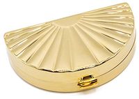 Gold Sun Rays Pattern Semicricle Pocket Purse Portable Travel Pill Box & Medicine Organizer (1 Large Compartment)