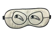 Amint Luxurious Fabric Sleep Mask Eye Mask for Sleep with Ear Plugs Travel White,7.9"*3.5"
