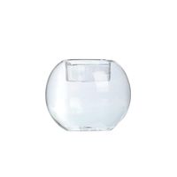 Xiton 1PC Glass Candle Holder Round Crystal Candlestick Heat-Resisting Tealight Holder For Coffee Side Tables Decor