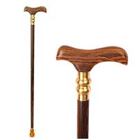 GZUS Wood Cane with Supportive Curved T Handle Walking Canes as Gifts Lightweight Walking Sticks for Men and Women Hand Crutches No Assembly Required Sturdy Stable Brown