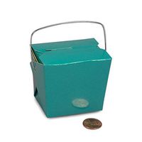 Turquoise Paper Chinese Take Out Boxes 4" X 3 1/2" | Quantity: 24