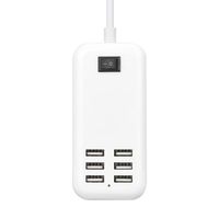 Mkcether Slim Power Strip with 6 USB Ports Outlets, 15W 3A Multiple Wall USB Charger with Circuit Breaker Protection Smart Adapter Tablet Charging for Travels,Home,Office, and More