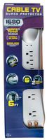 Prime PB003110 Cable TV 6-Outlet 1680-Joule Surge Protector 6-FootCord Auto-Shutdown SnugPlug 2-Transformer-Spaced Outlets Cord Management