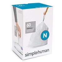 simplehuman Code N Custom Fit Drawstring Trash Bags, 45-50 Liter / 12-13 Gallon, 3 Refill Packs (60 Count)