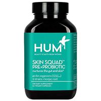 HUM Skin Squad Pre+Probiotic - Clear Skin Support Supplement - Nurture Your Skin & Your Gut - Bacillus, Lactobacillus & Bifidobacterium Blend for Breakouts & Problem Skin (60 Vegan Capsules)