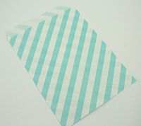 25 Stripes Print Treat Paper Party Favor Bags Food Safe Candy Snack 7" x 5" (Light Blue)