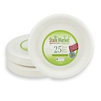 Stalkmarket 100% Compostable Sugar Cane Fiber Heavy Duty Tableware Retail Packs, 9-Inch Plate, 300-Count Case (Case of 12 Individual Retail Packs of 25 Plates)