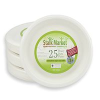 Stalkmarket 100% Compostable Sugar Cane Fiber Heavy Duty Tableware Retail Packs, 10-Inch Plate, 300-Count Case (Case of 12 Individual Retail Packs of 25 Plates)
