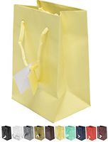 Novel Box® Ivory Matte Laminated Euro Tote Paper Gift Bag Bundle 4.75"X3.25"X6.75" (10 Count) + NB Cleaning Cloth