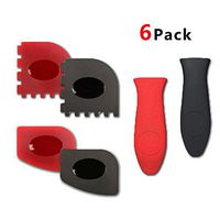 Cast Iron Cleaner Scrubber Tools,Durable Plastic Pan Scrapers with Silicone Hot Handle Holder + Pan Scraper + Grill Scraper(6 Pack)