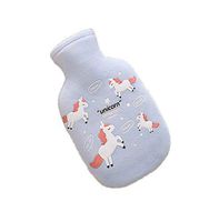 Blue Cute Cartoon Hot Water Bottle with Soft Flannel Cover Portable 20 * 11cm