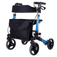 HMHD Folding Rollator Walker with 4 Wheel,Hand Brake 45cm Wide Seat Adjustable Height,Old Man Walking cart,Lightweight Trolleys Leisure Shopping cart,Drive Mobility Aid Aluminum Alloy Frame