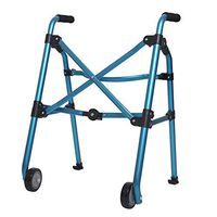 Lqdpdd Lightweight Folding Four Wheel Rollator Walker with Padded Seat, Folding Height Adjustable Adult Travel Walker for Seniors with Fixed Wheels Rear Glides (Blue)