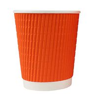 8 oz Colorful Paper Milkshake Cups - Premium Disposable Orange Ripple Cold Drink Cups - Frozen Dessert Supplies - 25 Count
