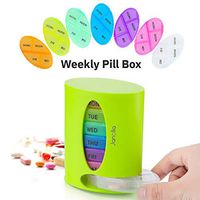 Janolia Weekly Pill Box, 7 Days Pill Organizer, Portable Travel Prescription Medication, 28 Grids Compartments for Holding Vitamins, Cod Liver Oil, Supplements and Medication Green