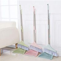 Broom and Dustpan Broom Set Scratch plastic broom padded soft hair household broom broom combination Long Handled Dustpan and Brush Set wisp broom (Color : Blue)