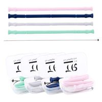 TheRight Collapsible Silicone Straws 8inch with Cleaning Brush Portable Cases Set Dringking Reusable BPA Free for Travel and Office 4 Pack- Green, Gray, Blue & Pink