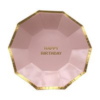Cianowegy Disposable Paper Plates Gold-Plated Dinner & Dessert Plates Cake Tray Party Supplies for Kids & Adults Happy Birthday Party (16Pcs)