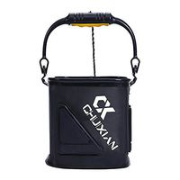 Collapsible Fishing Bait Bucket, EVA Portable Multi-functional Folding Wash Basin Camping Water Storage Container Pail with Rope for Traveling Hiking Fishing Boating Gardening(8L)