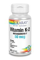 Solaray K-2 Mk-7 50 mcg VCapsules, 30 Count