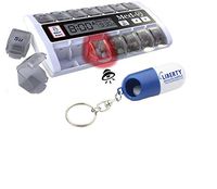 New MedQ Daily Pill Box Reminder with Flashing Light and Beeping Alarm Includes Bonus Liberty Pill Keychain (White)