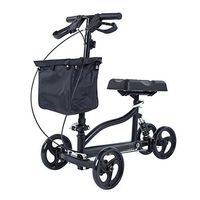 ELENKER Knee Scooter Economy Steerable Knee Walker Ultra Compact & Portable Crutch Alternative with Shock Absorber for Ankle/Foot/Leg Injury or Surgery (Black)