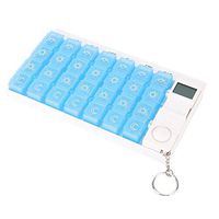 28-Segment Portable Travel Medicine Storage Box, Pill Box Reminder, Electronic Timing Kit, Storage for Vitamins, Supplements and Drugs(Blue)