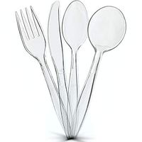 Plasticpro Clear Plastic Cutlery Combo Disposable Medium Weight Utensils includes 48 forks 48 knives 48 soup spoons 48 tea spoons