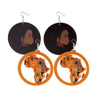 2 Pair Earrings Fashion Wood African Girl Map Charm Women Girls Accessoy Good Womens Cheap Prom Bangle Brides Comfortable Jewelry Simple Woman Beautiful Designs