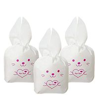 50pcs Cute Long Bunny Rabbit Ears Gift Bag Easter Candy Gift Set Plastic Party Favors Cookie Snack Birthday Decoration Kids Gift (2)