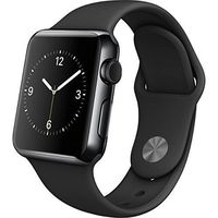 Apple - Apple Watch 42mm Space Black Stainless Steel Case - Black Sport Band (Renewed)