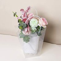 BBC Clear Flower Bouquet Bags with Handle Florist Shop Packaging Supplies, 5 Pcs (4.7 * 9.5 * 10.2 inch)
